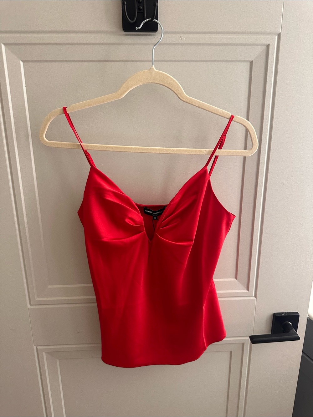 Generation Love Red Satin Cami with V-Notch Front
